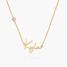 Signature Script Name Necklace With 0.2CT Diamond - 18K Gold Vermeil