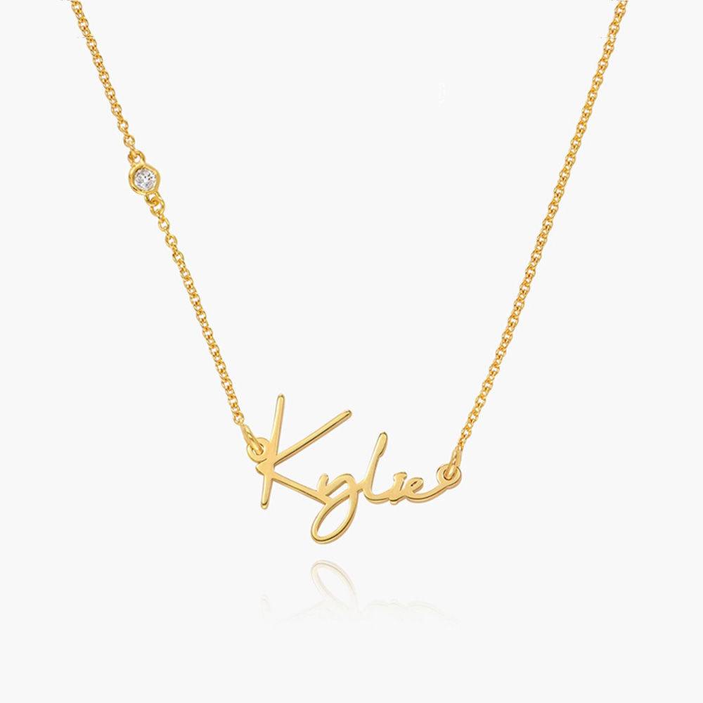 Signature Script Name Necklace With Diamond - 18K Gold Vermeil