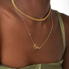 Signature Script Name Necklace With Diamond - 18K Gold Vermeil