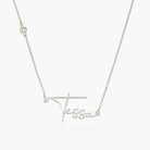 Signature Script Name Necklace With Diamond - Sterling Silver