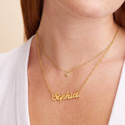 Classic Name Necklace With Diamond - 18K Gold Vermeil