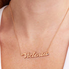 Classic Name Necklace With Diamond - 18K Rose Gold Vermeil