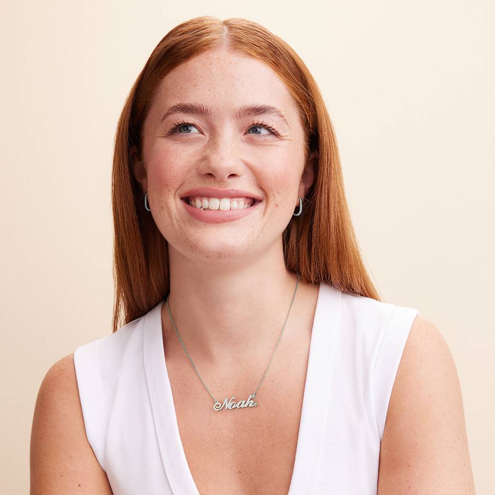 Classic Name Necklace With Diamond - Sterling Silver