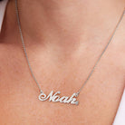 Classic Name Necklace With Diamond - Sterling Silver