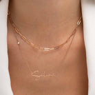 Signature Script Name Necklace With Diamond - 18K Rose Gold Vermeil
