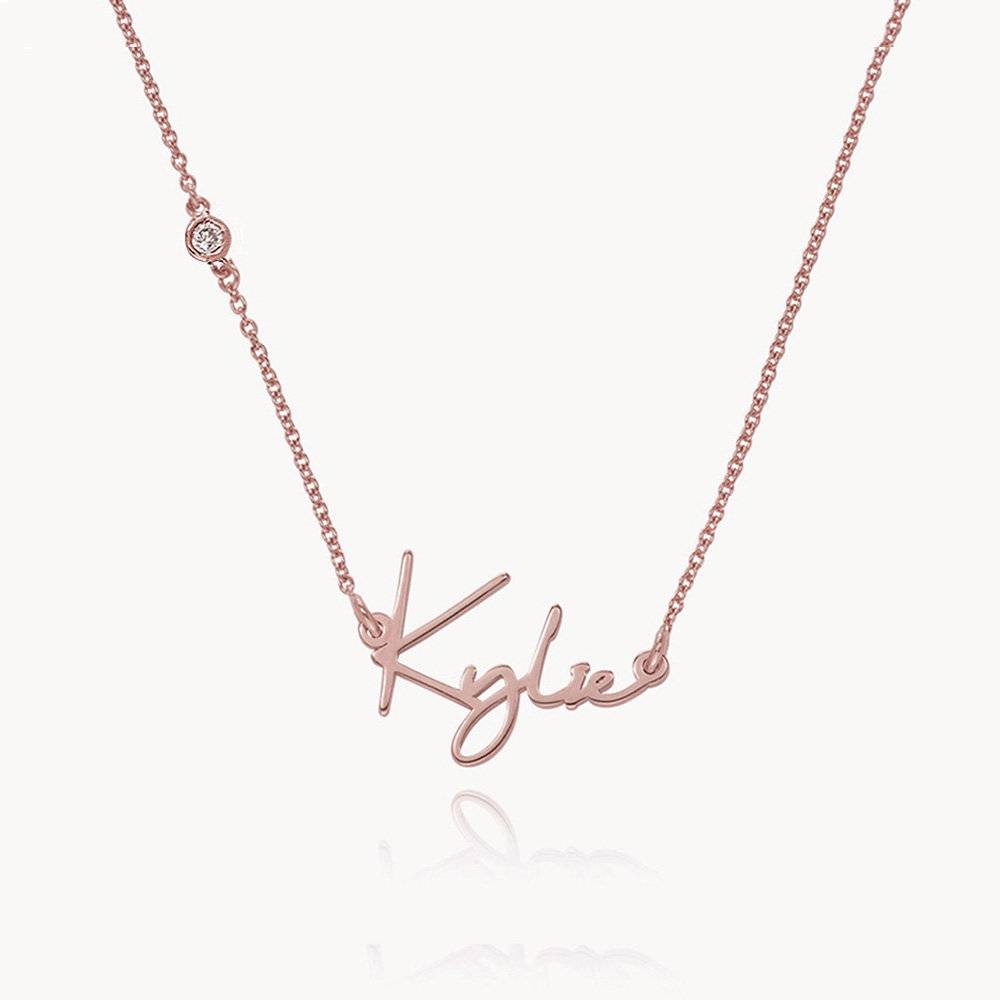 Signature Script Name Necklace With Diamond - 18K Rose Gold Vermeil