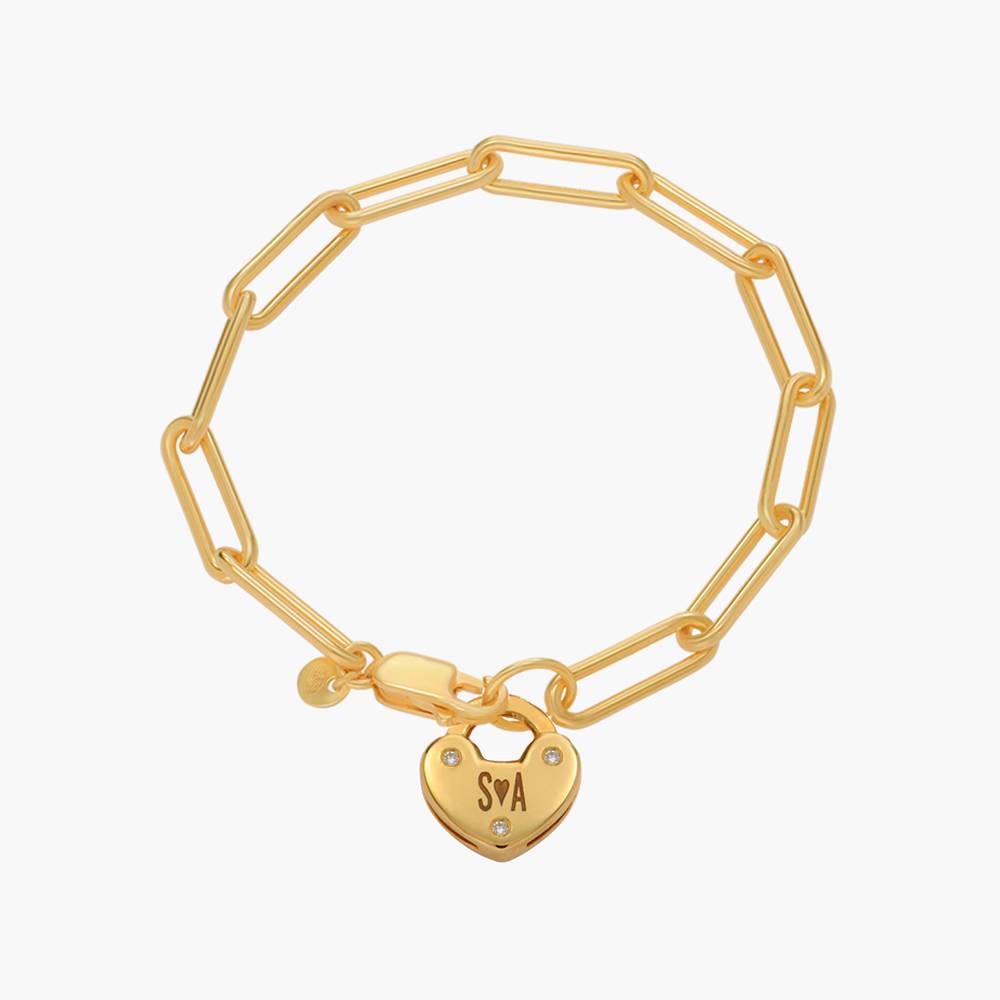 Heart Lock Bracelet With Diamond - 18K Rose Gold Vermeil