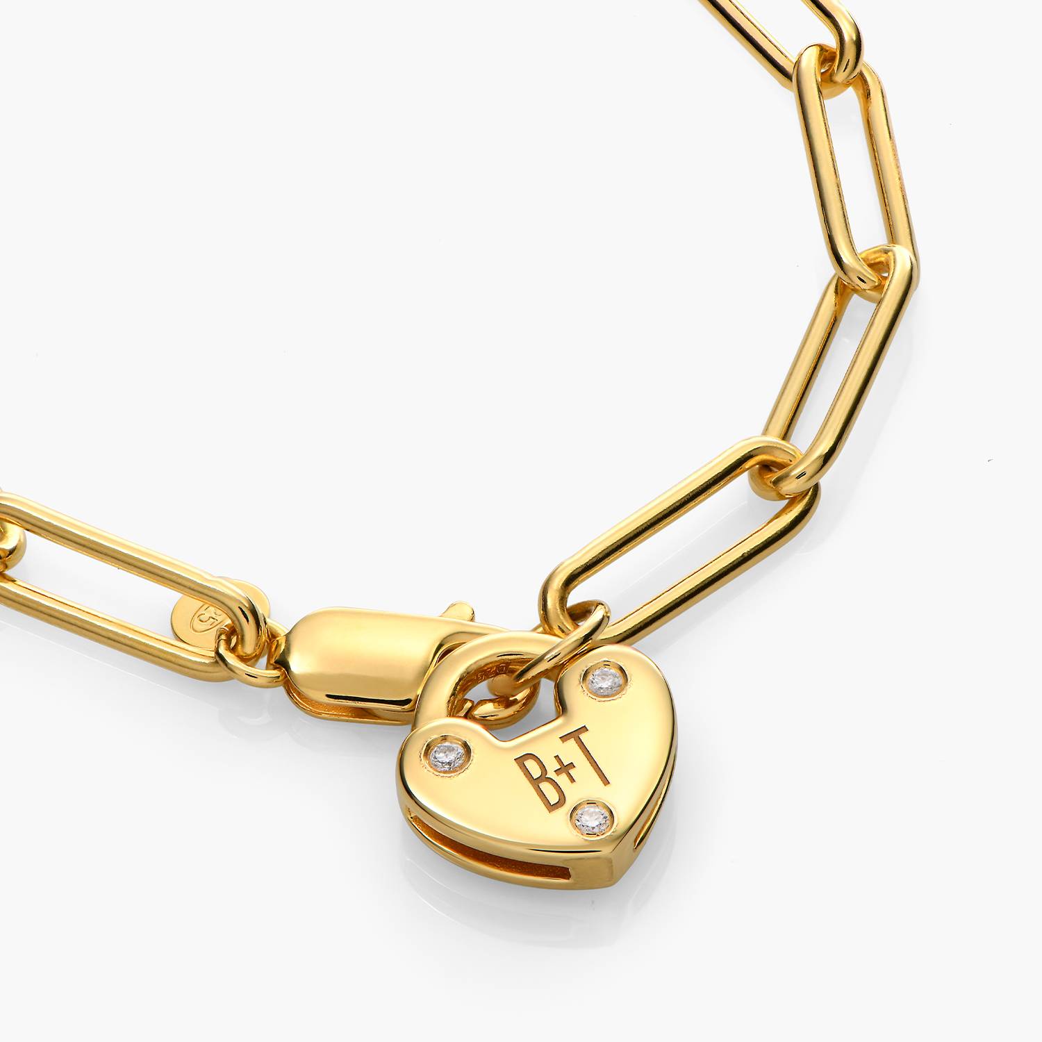 Heart Lock Bracelet With Diamond - 18K Gold Vermeil