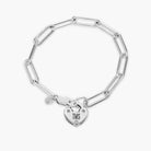 Heart Lock Bracelet With Diamond - Sterling Silver