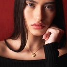 Heart Lock Necklace With Diamond - 18K Rose Gold Vermeil