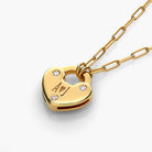 Heart Lock Necklace With Diamond - 18K Gold Vermeil