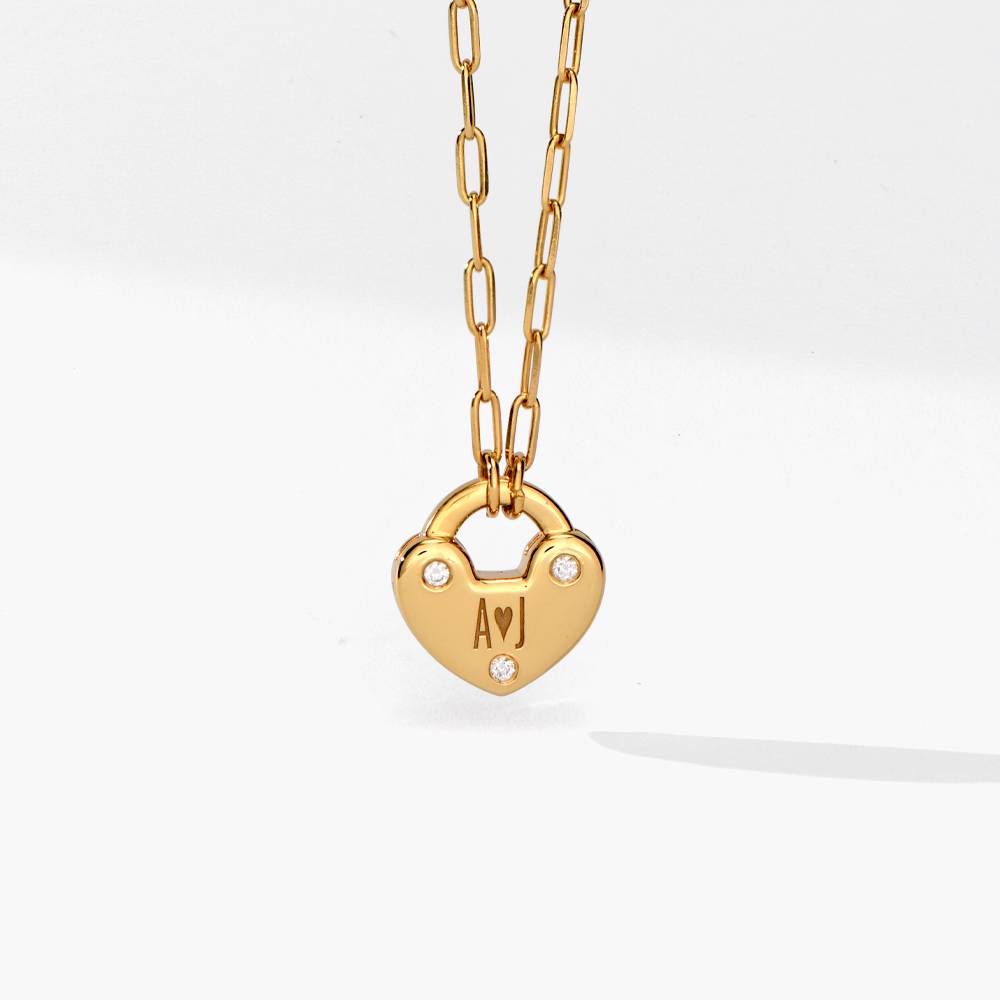 Heart Lock Necklace With Diamond - 18K Gold Vermeil