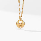 Heart Lock Necklace With Diamond - 18K Gold Vermeil