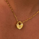 Heart Lock Necklace With Diamond - 18K Gold Vermeil