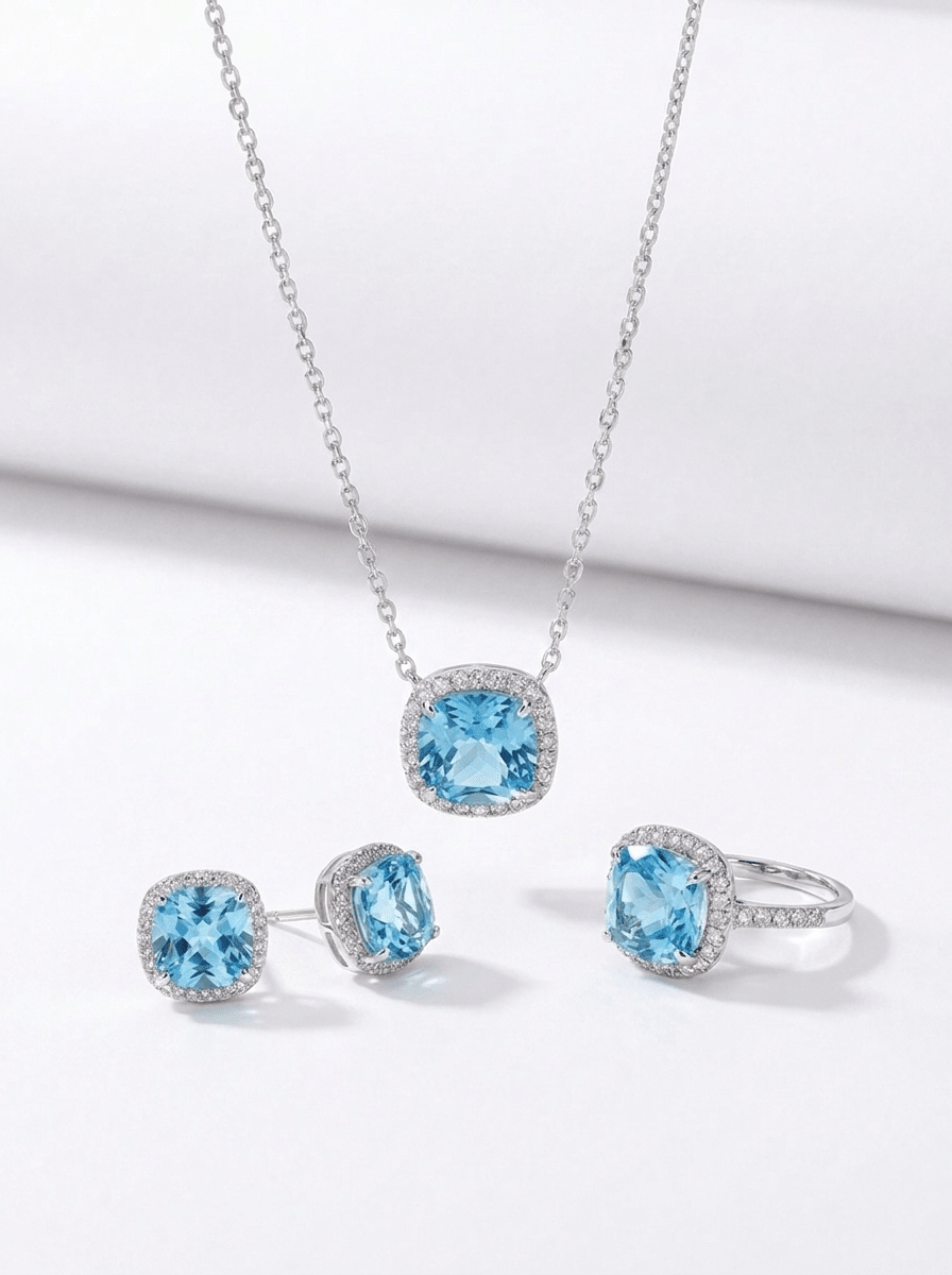 Celestial Blue Cushion Full Set in Silver - 3 Items - Ash & Harry