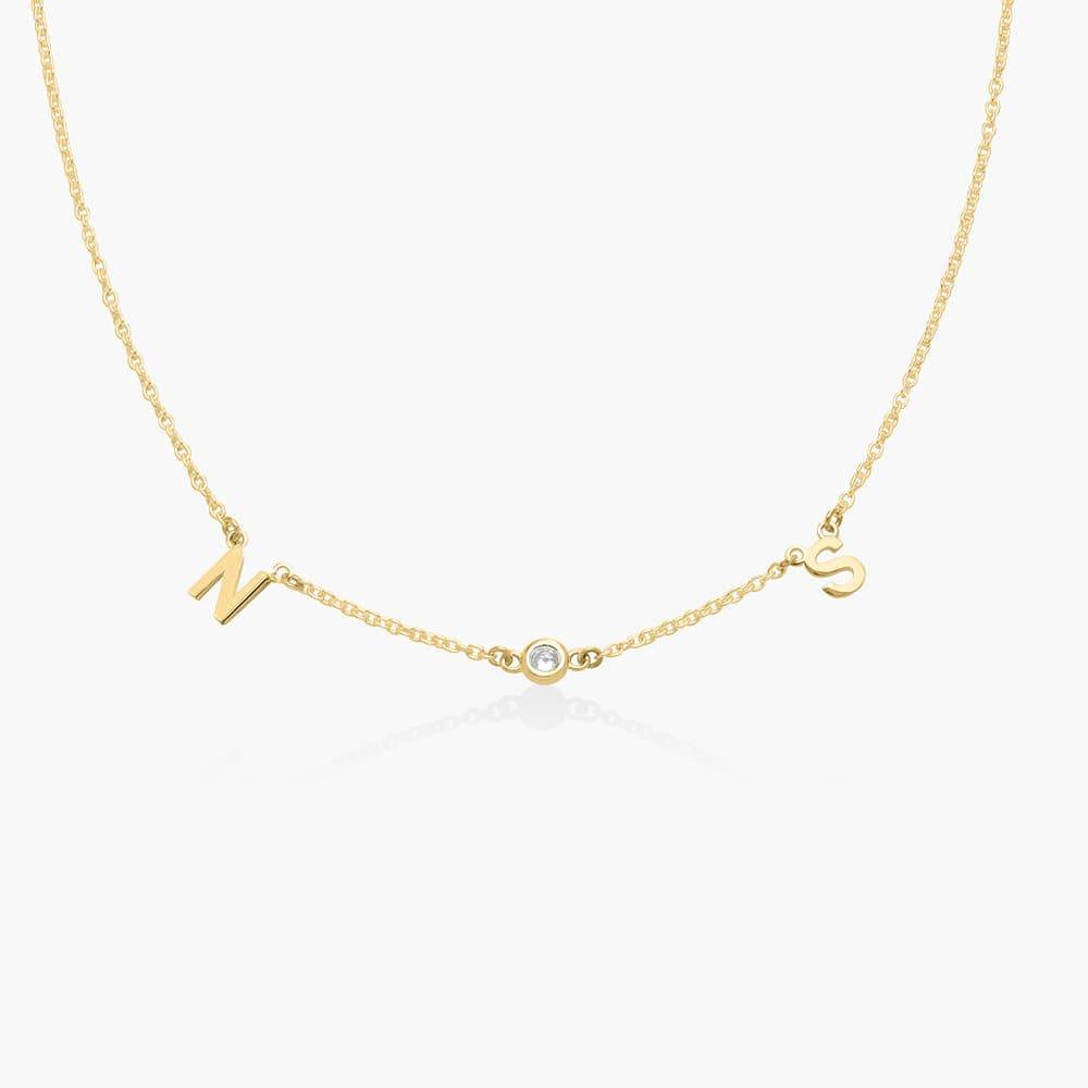 Initial Necklace With 0.03ct Round Diamond - 18K Rose Gold Vermeil