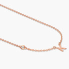 Initial Necklace With 0.3ct Round Diamond - 18K Rose Gold Vermeil
