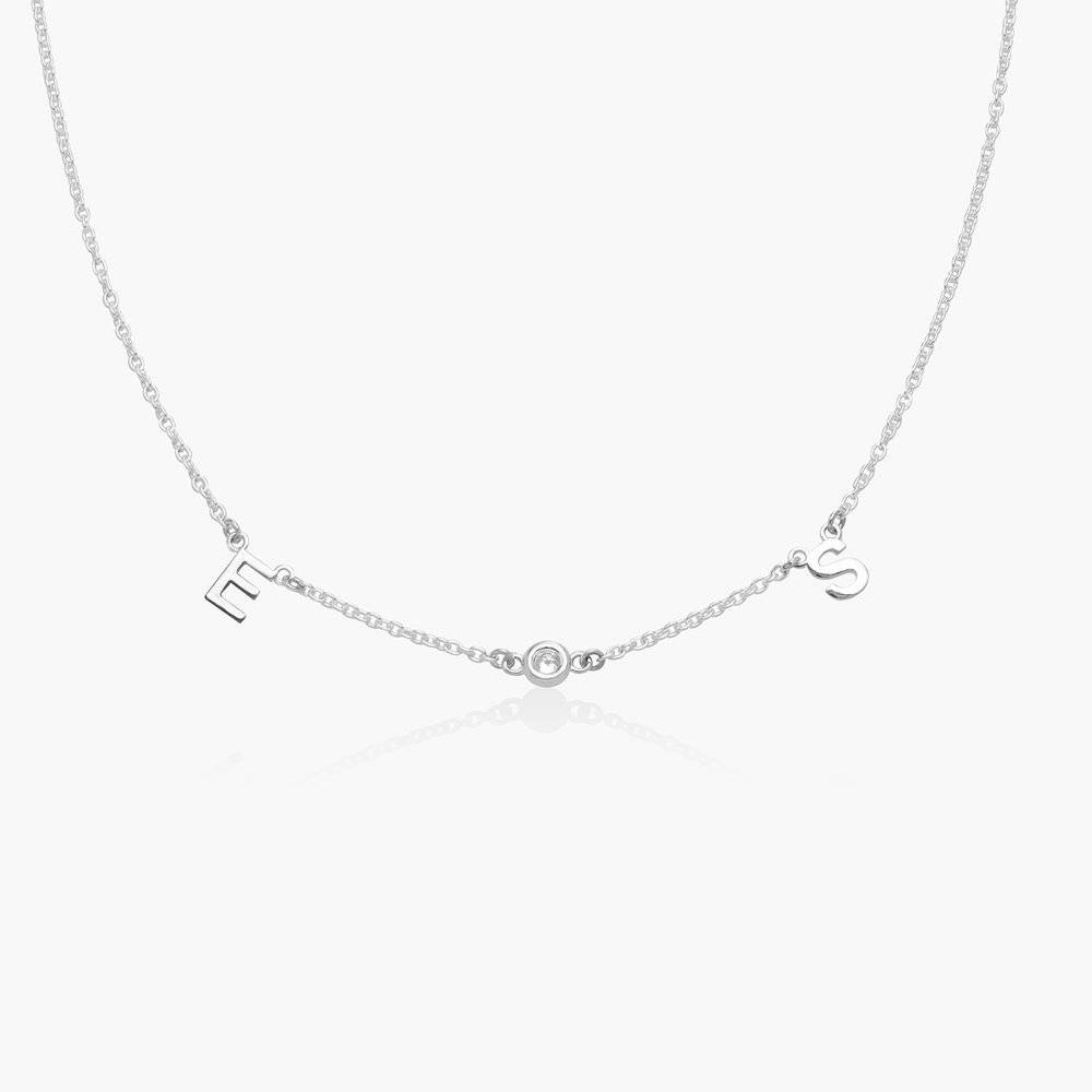 Initial Necklace With 0.03ct Round Diamond - Silver