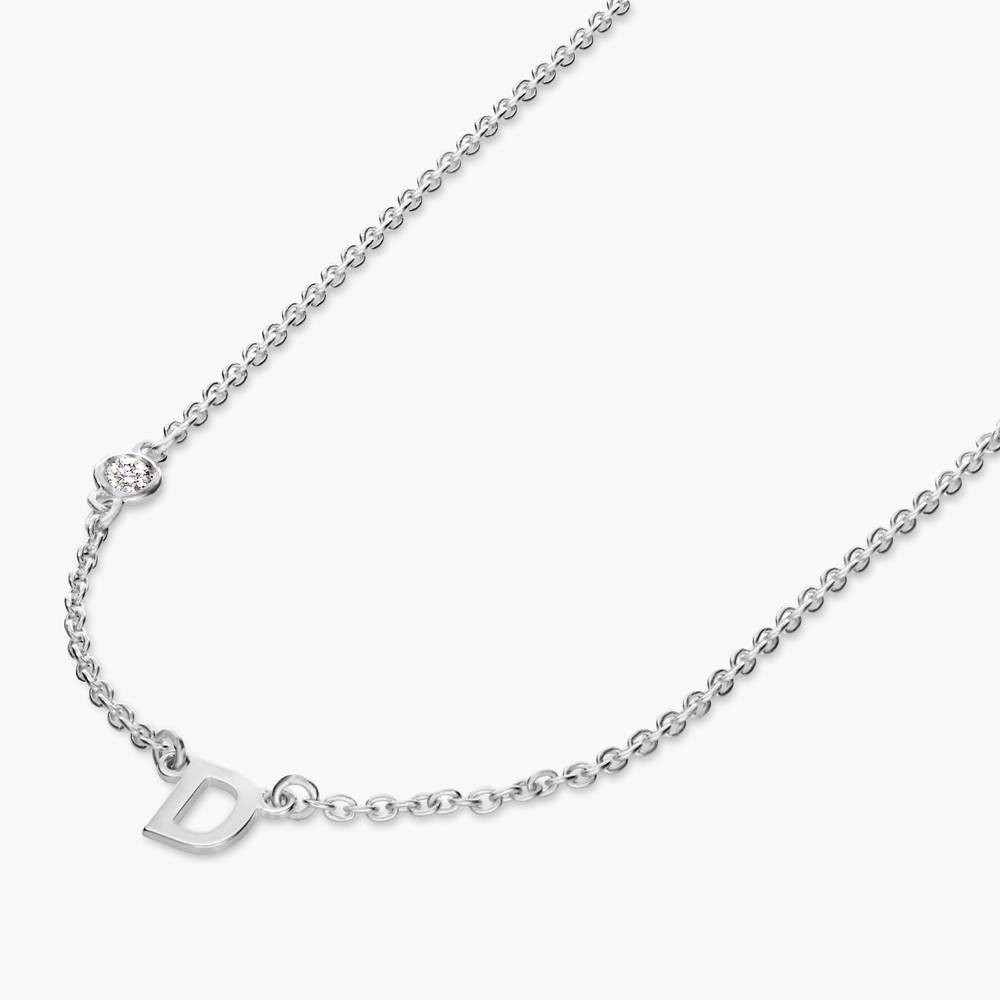 Initial Necklace With 0.03ct Round Diamond - Silver