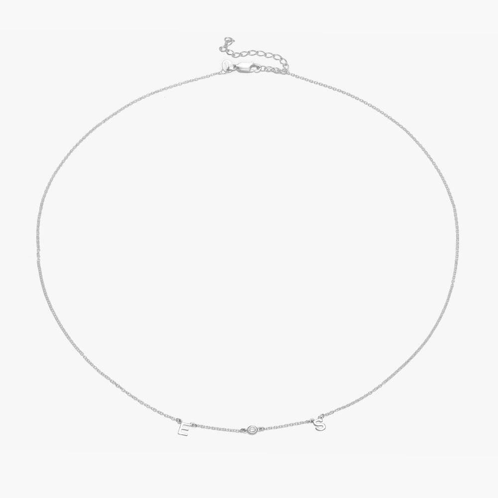 Initial Necklace With 0.03ct Round Diamond - Silver