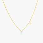 Initial Necklace With 0.3ct Round Diamond - 18K Gold Vermeil