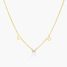 Initial Necklace With 0.3ct Oval Diamond - 18K Gold Vermeil