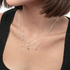 Initial Necklace With 0.3ct Round Diamond - Silver