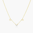 Initial Necklace With 0.3ct Oval Diamond - 14K Solid Gold