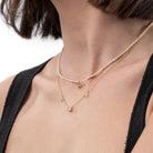 Initial Necklace With 0.3ct Emerald Cut Diamond - 14K Solid Gold