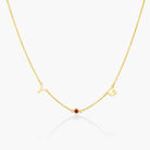 Initial Necklace With 0.2ct Heart Shaped Gemstone - 18K Gold Vermeil