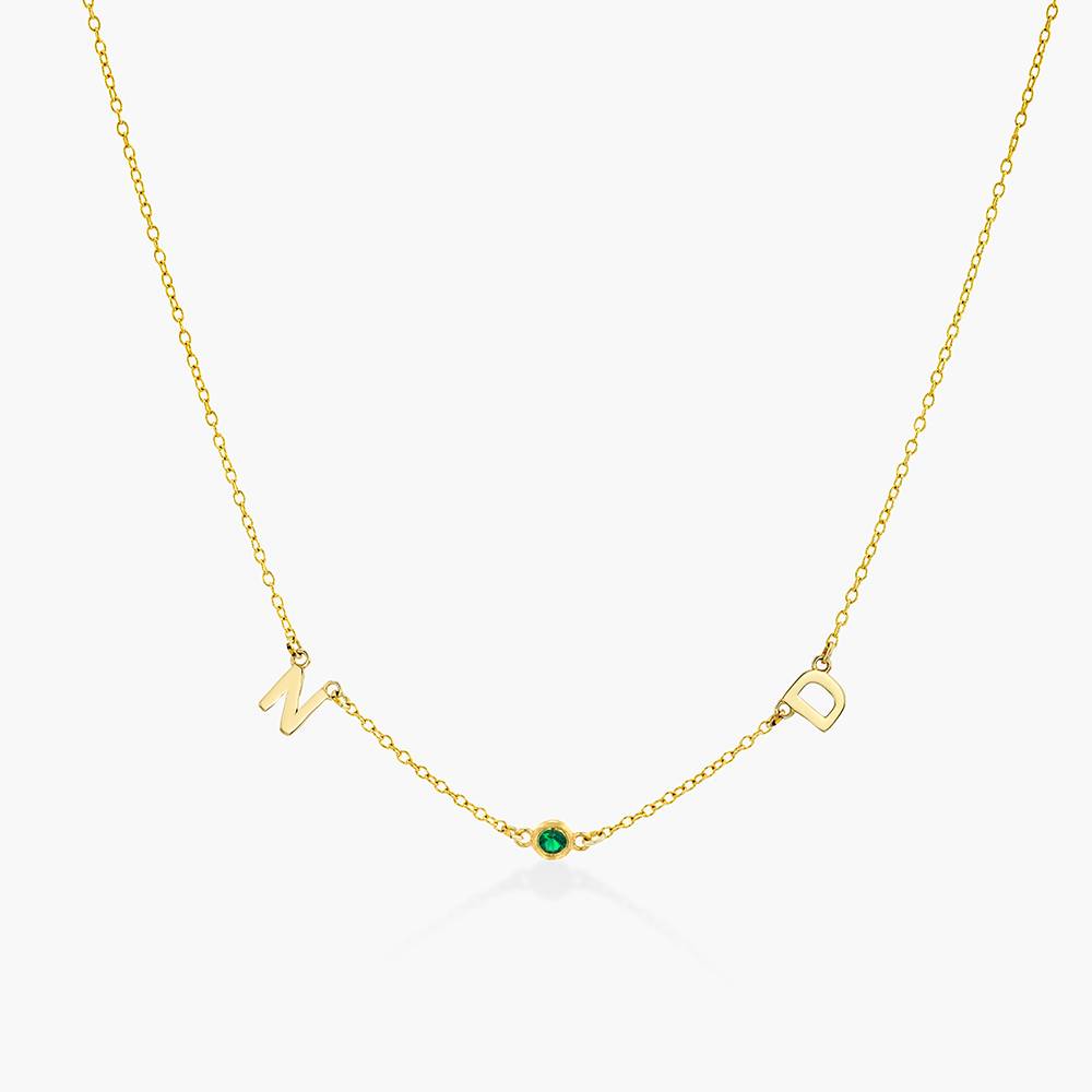Initial Necklace With 0.2ct Heart Shaped Gemstone - 18K Gold Vermeil
