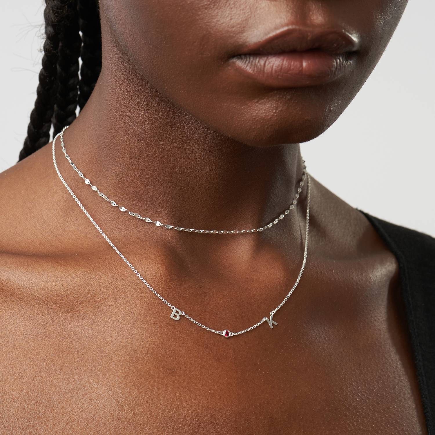 Initial Necklace With 0.2ct Heart Shaped Gemstone - Silver