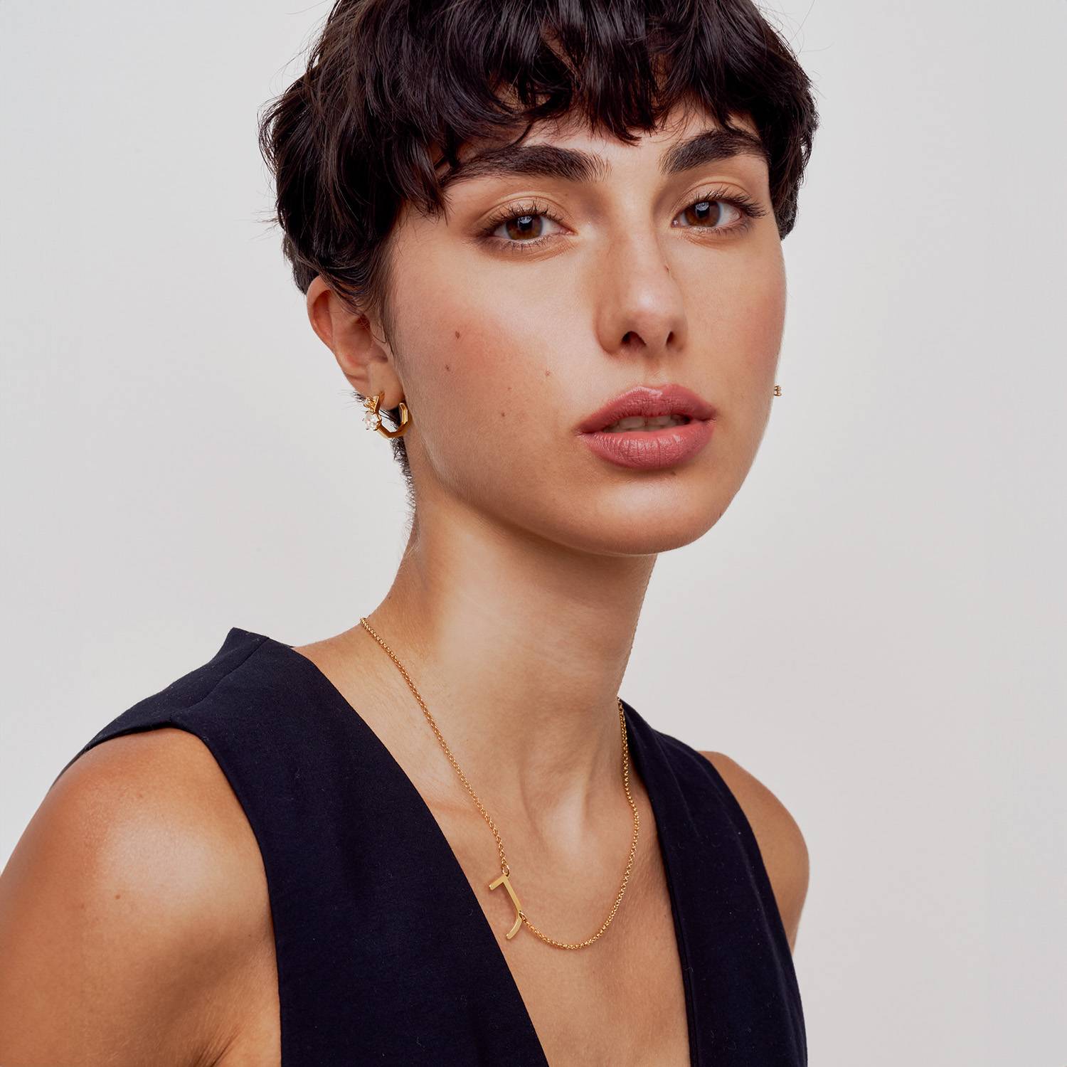 Large Initial Necklace - 18K Rose Gold Vermeil