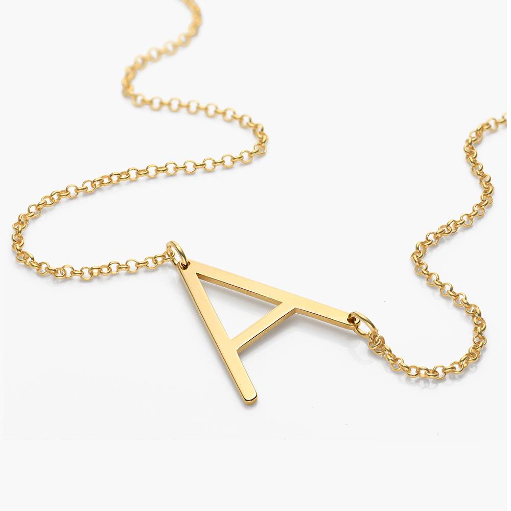 Large Initial Necklace - 18K Rose Gold Vermeil