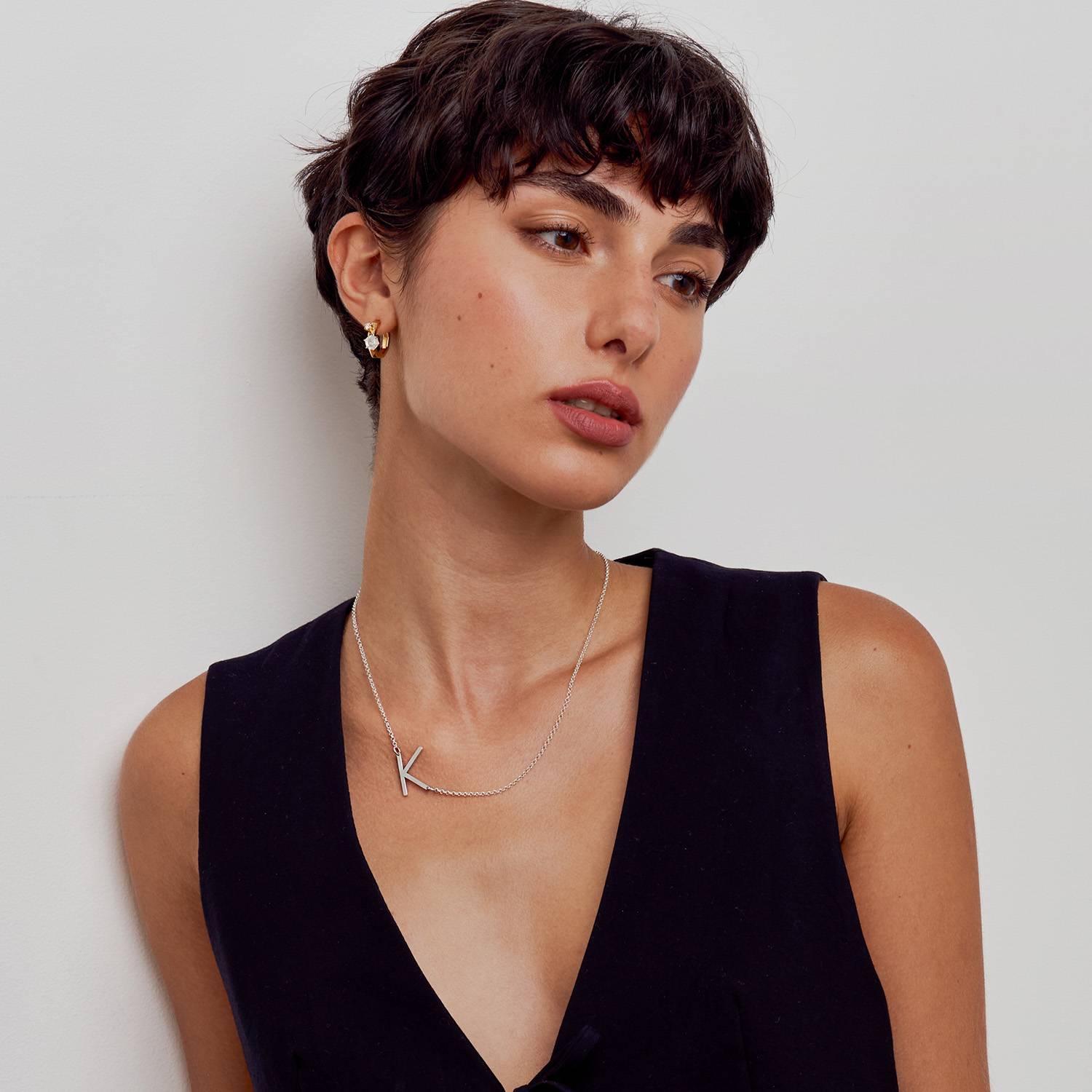 Large Initial Necklace - Sterling Silver