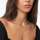 Large Initial Necklace With Diamond - 18K Gold Vermeil
