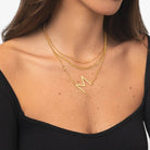 Large Initial Necklace With Diamond - 14K Solid Gold