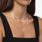 Large Initial Necklace With Diamond - 14K White Gold