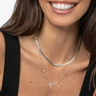 Large Initial Necklace With Diamond - 14K White Gold
