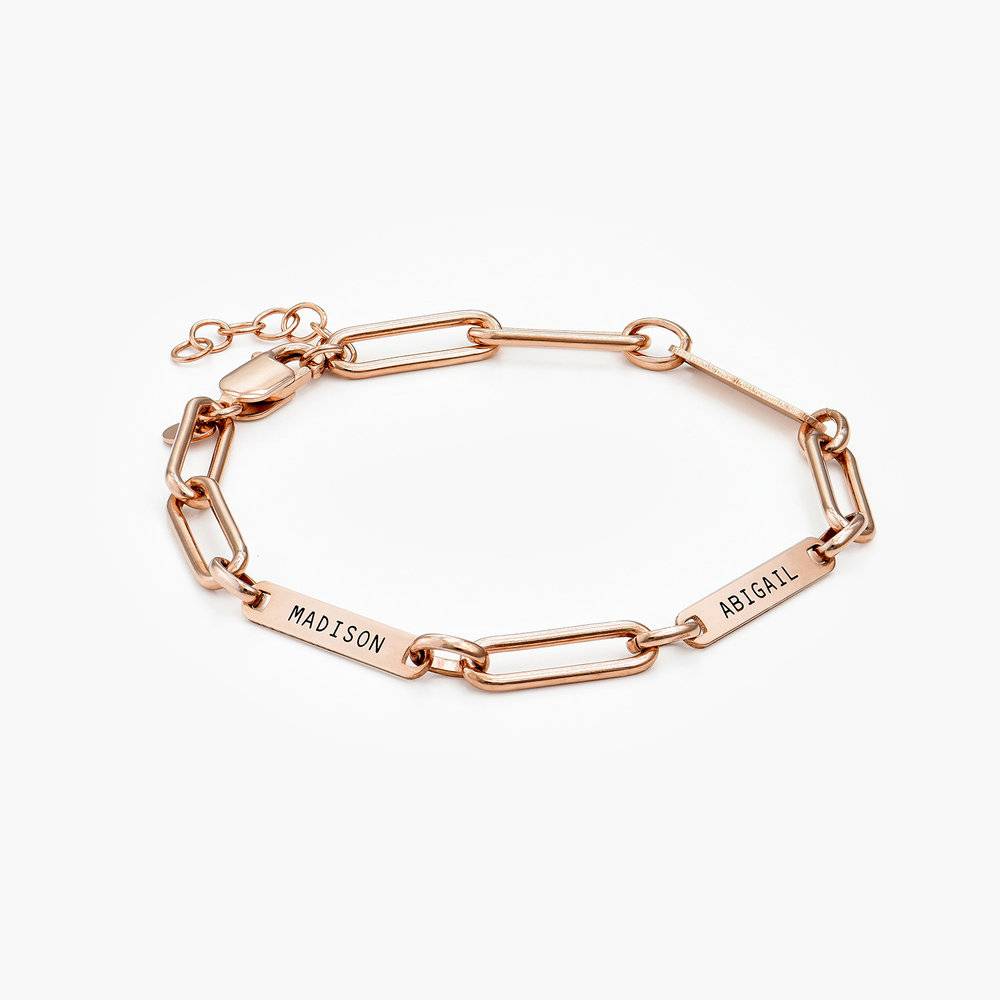 Paperclip Chain Name Bracelet - 18K Rose Gold Vermeil
