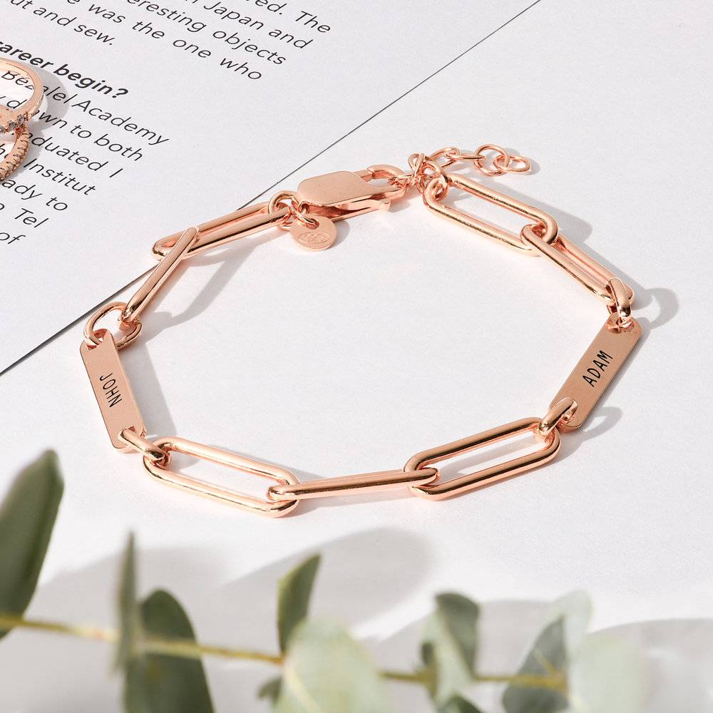 Paperclip Chain Name Bracelet - 18K Rose Gold Vermeil