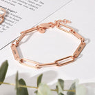 Paperclip Chain Name Bracelet - 18K Rose Gold Vermeil