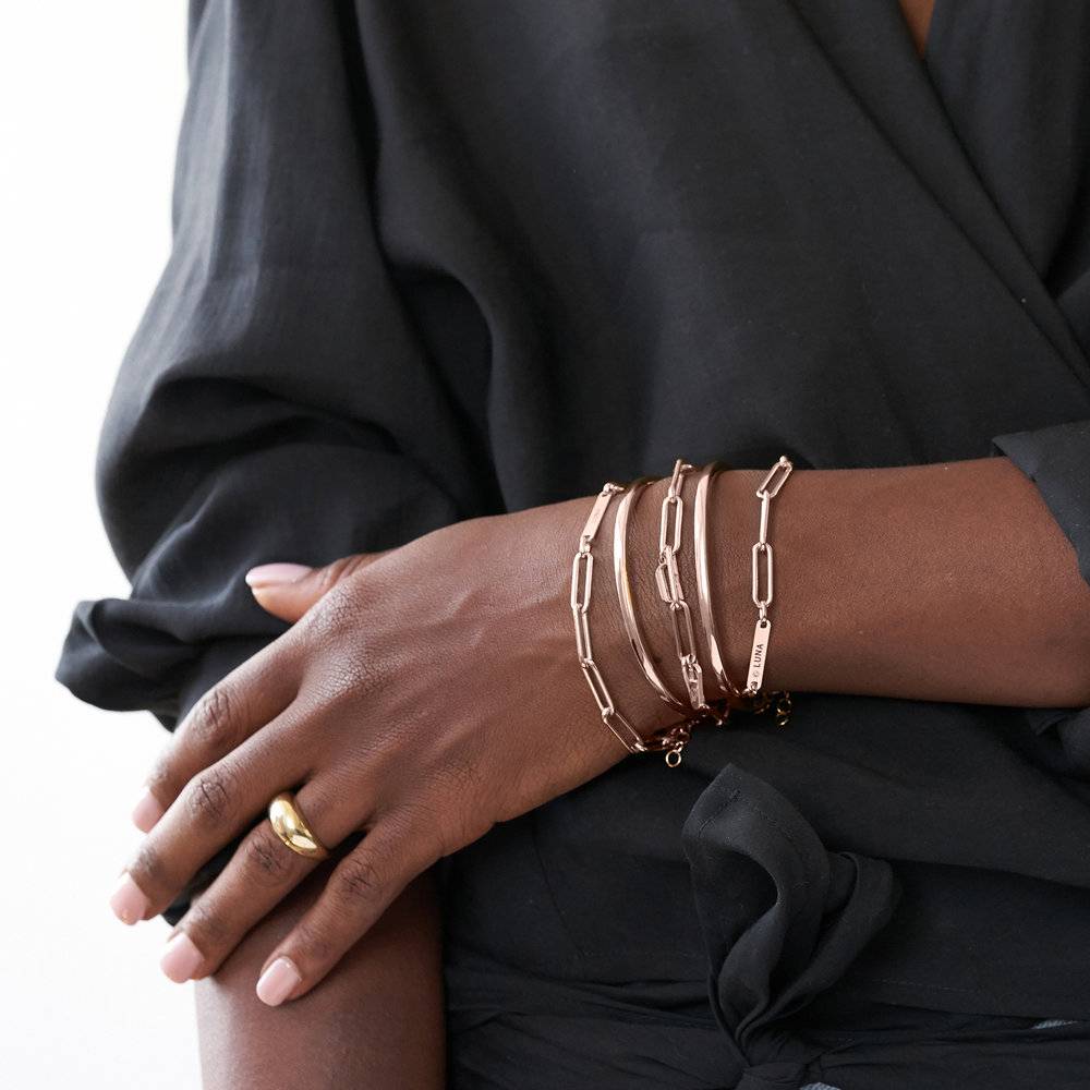 Paperclip Chain Name Bracelet With Diamond - 18K Rose Gold Vermeil