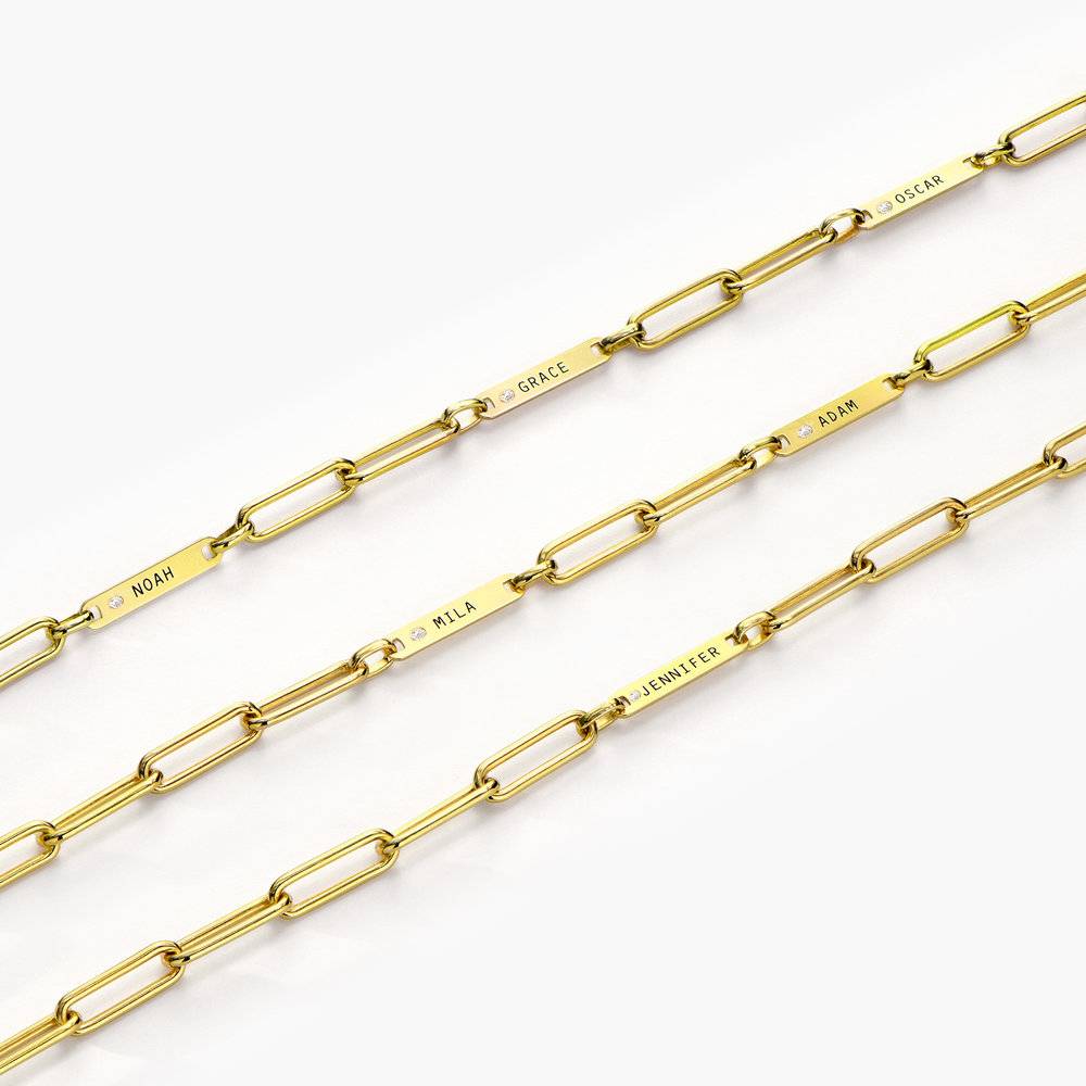 Paperclip Chain Name Bracelet With Diamond - 18K Gold Vermeil