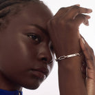 Paperclip Chain Name Bracelet With Diamond - Sterling Silver