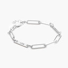 Paperclip Chain Name Bracelet With Diamond - Sterling Silver