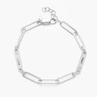 Paperclip Chain Name Bracelet With Diamond - Sterling Silver