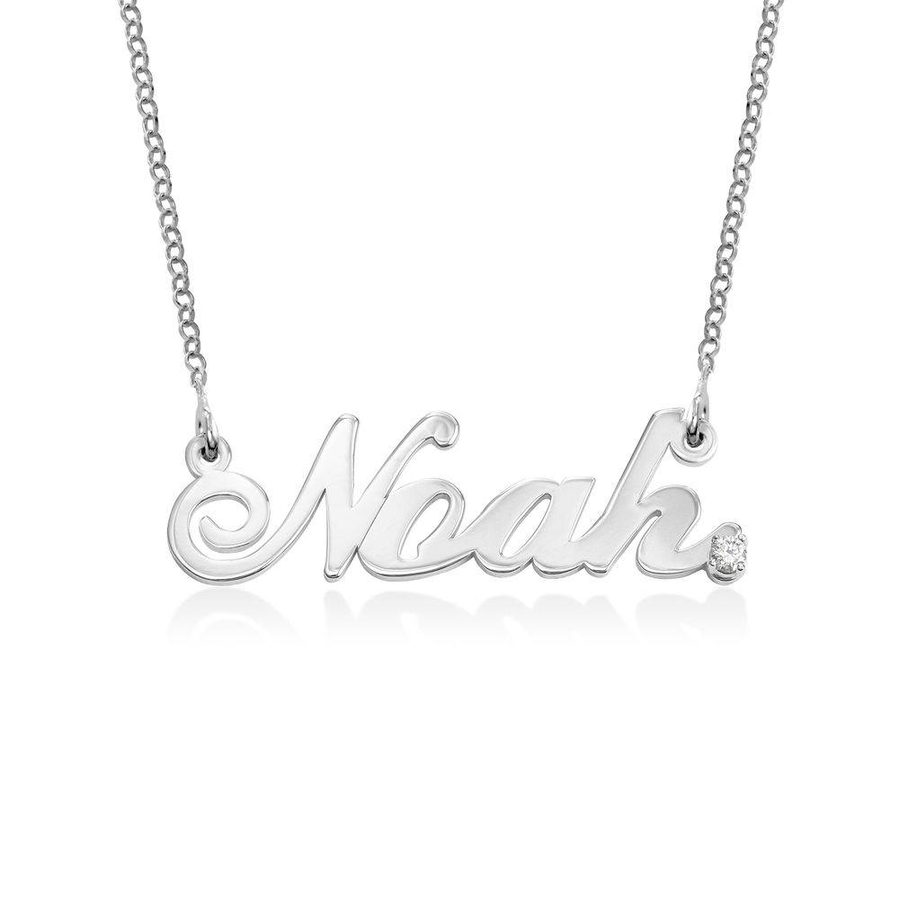 Classic Name Necklace With Diamond - Sterling Silver