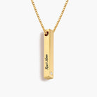 Vertical Bar Necklace With Diamond - 14K Solid Gold
