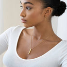 Vertical Bar Necklace With Diamond - 18K Gold Vermeil